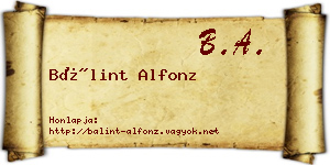 Bálint Alfonz névjegykártya