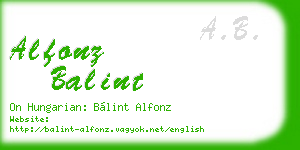 alfonz balint business card