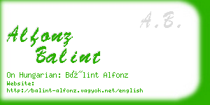 alfonz balint business card